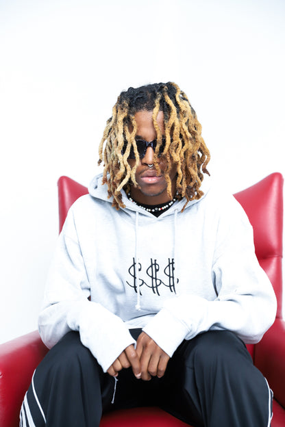 "Infinite Abundance" Heather Grey Hoodie - Black Print