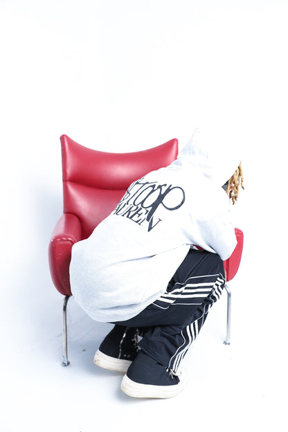 "Infinite Abundance" Heather Grey Hoodie - Black Print