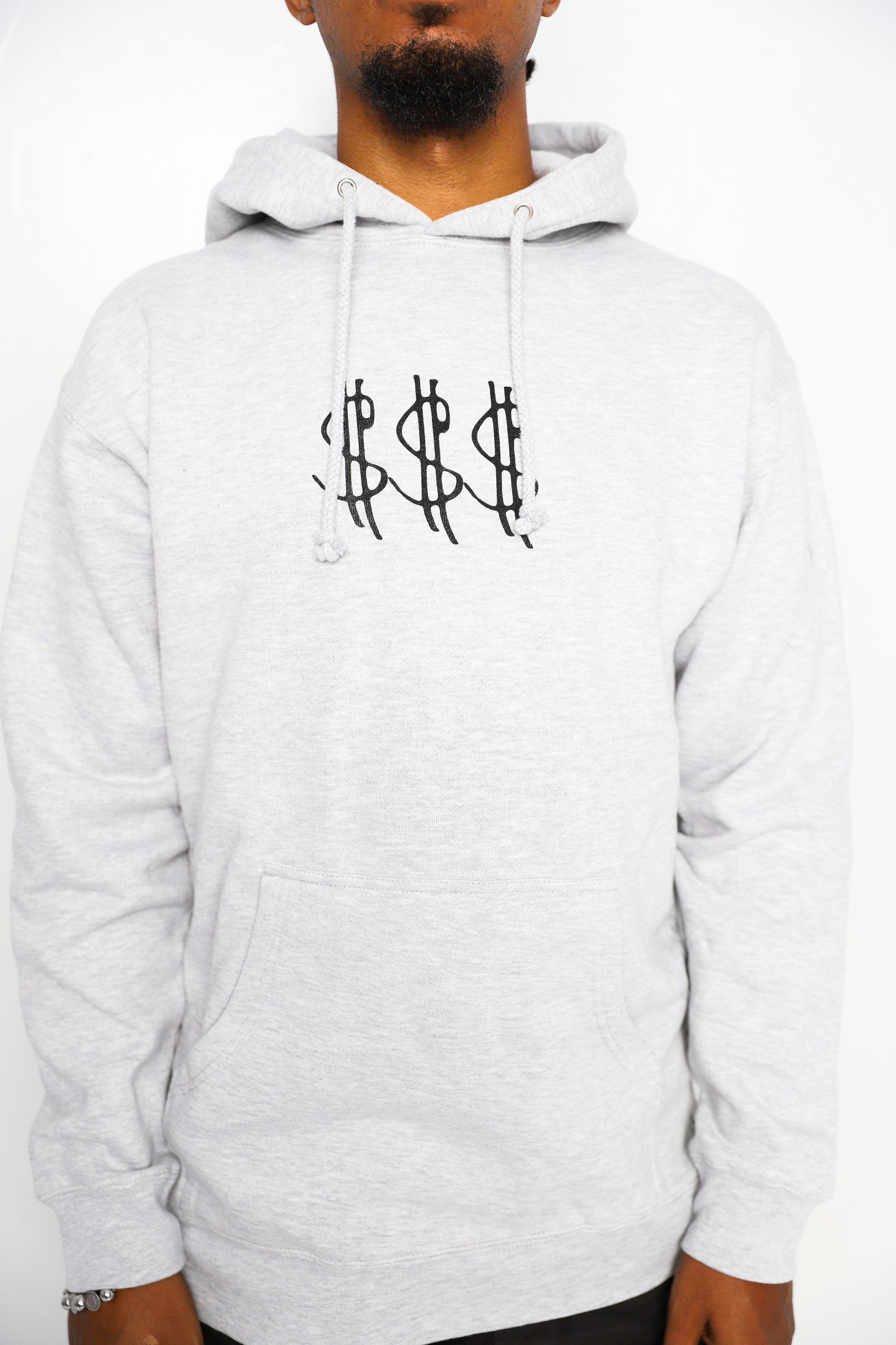 "Infinite Abundance" Heather Grey Hoodie - Black Print