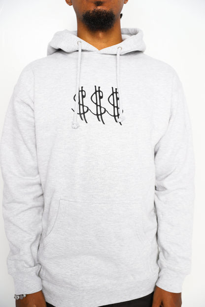 "Infinite Abundance" Heather Grey Hoodie - Black Print