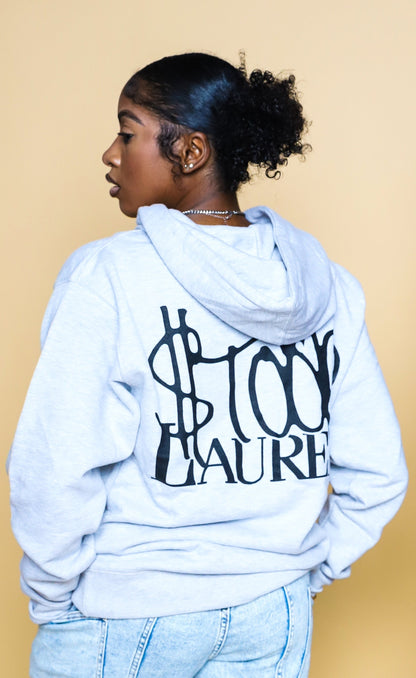 "Infinite Abundance" Heather Grey Hoodie - Black Print